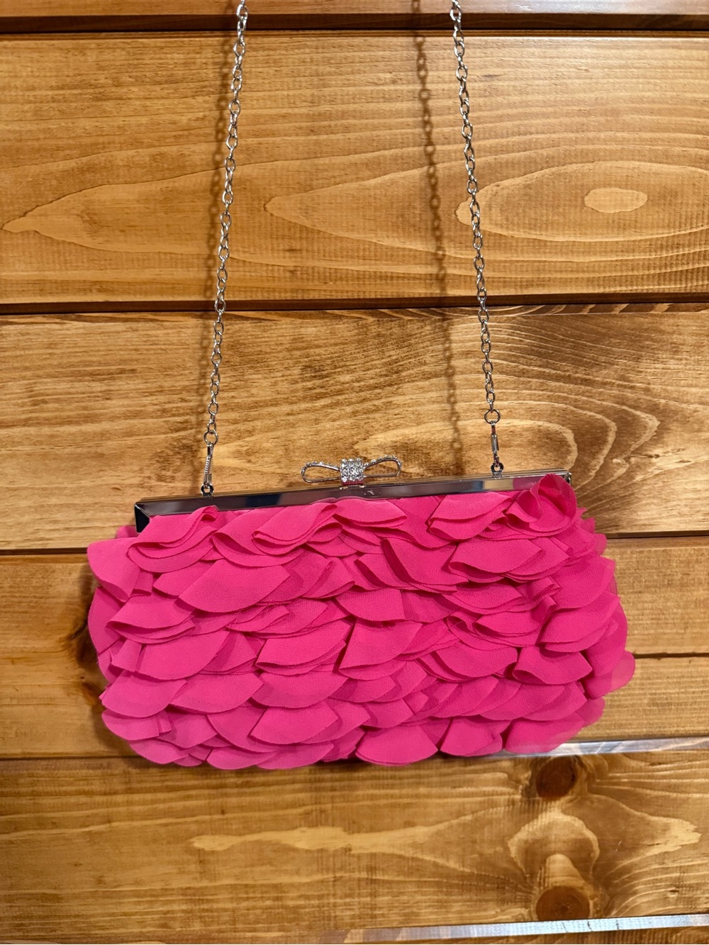 Lulu Townsend Pink Floral Clutch with Chain